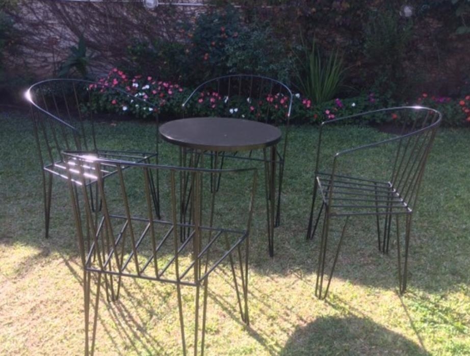 JUEGO DE JARDIN DE HIERRO MESA + 4 SILLONES