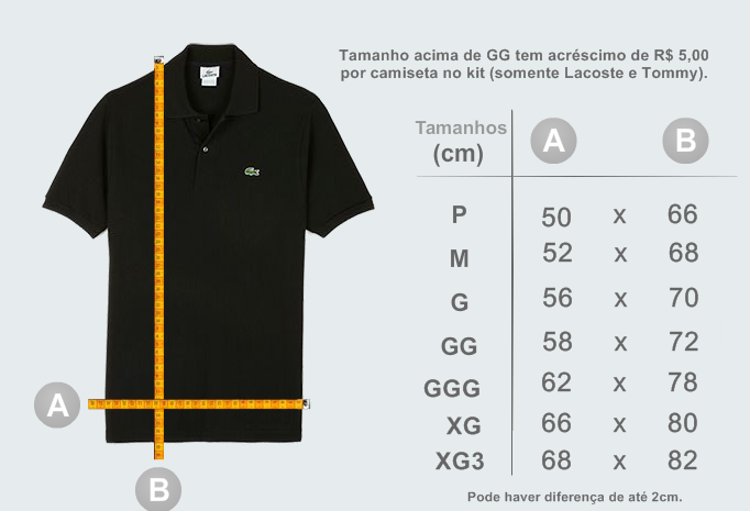 tamanho lacoste camiseta