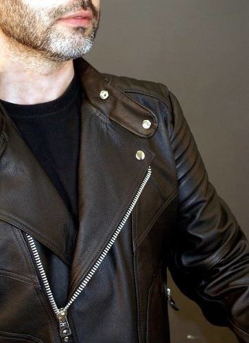 jaqueta de couro masculina para moto