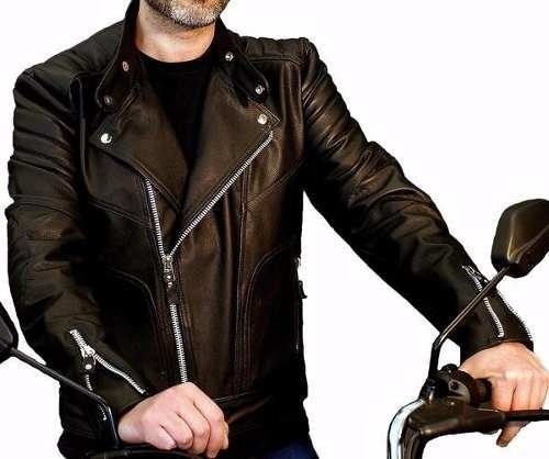 jaqueta motociclista couro masculina