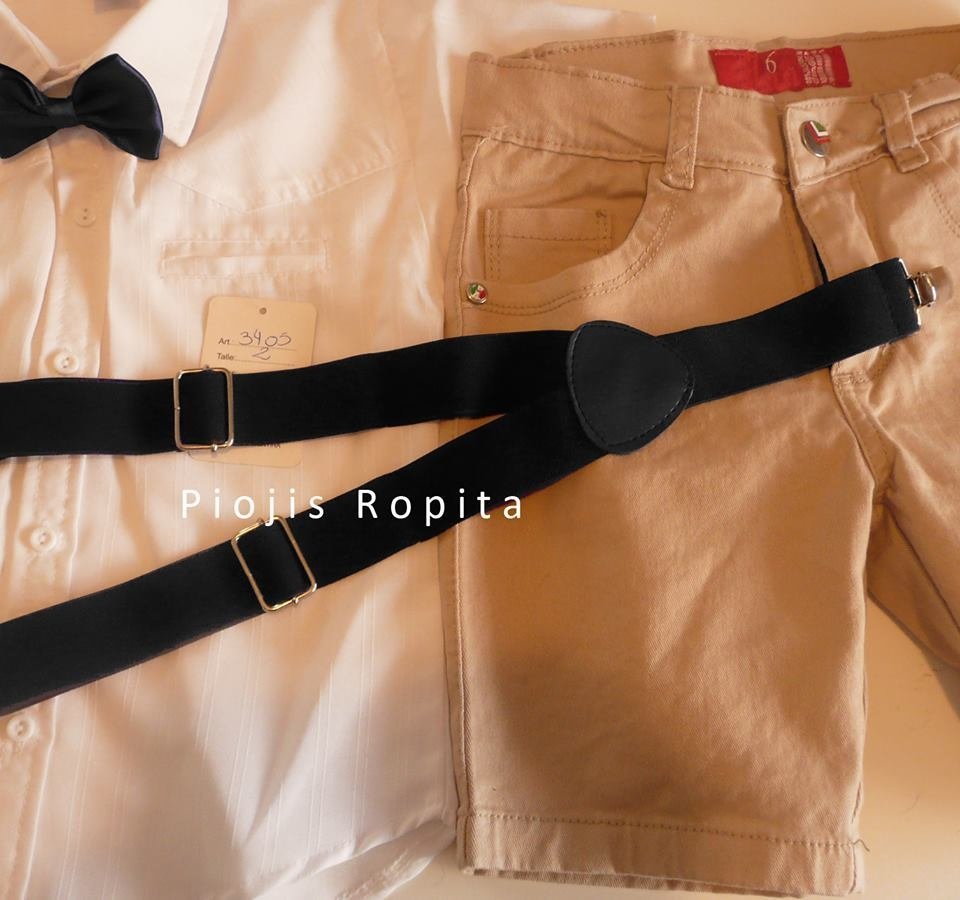 camisa con tiradores y moño