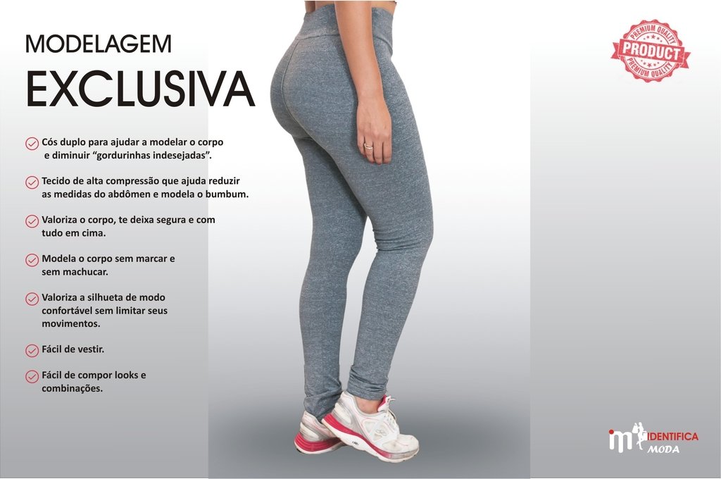 Calça Legging Academia Cintura Alta Fitness Cinza | (Mescla) | Ref: LEGPE01  Promoção !!!