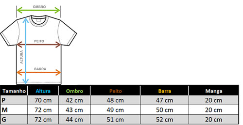 tabela medidas camiseta phiphi camisaria