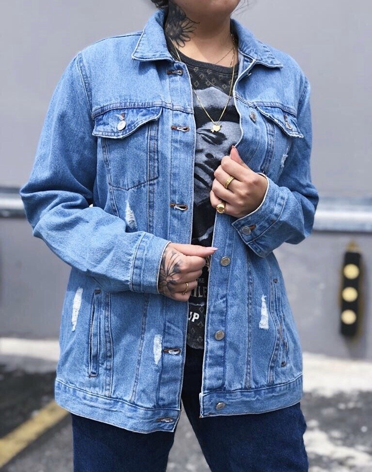 jaqueta alongada feminina jeans