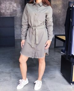 vestido jeans verde militar