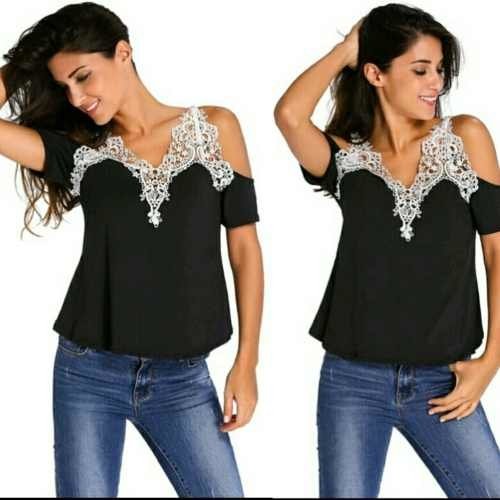 remera de encaje negra