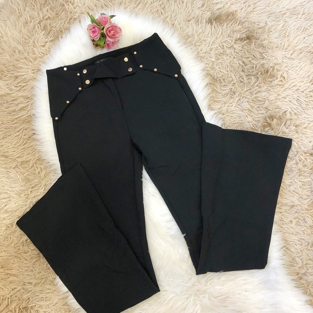 calça flare social preta