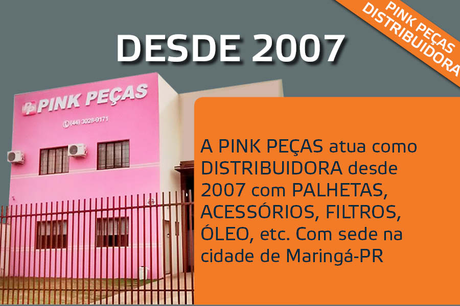 A Distribuidora PINK PEÇAS comercializa palhetas, filtros, óleo e acessórios desde 2007. Sua compra é garantida!