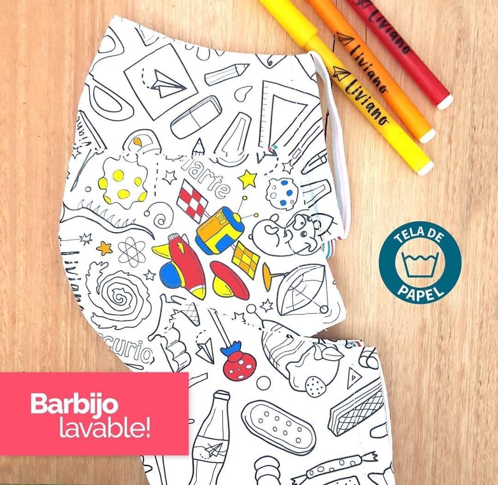 BARBIJOS TAPABOCAS PARA PINTAR REUTILIZABLES - Doble tela de papel