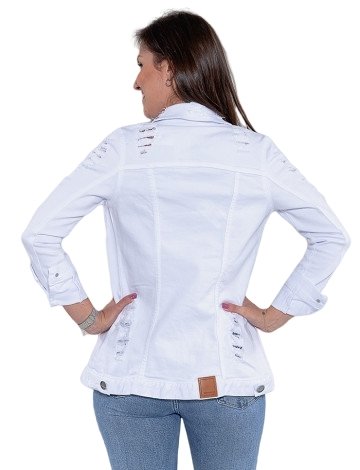 jaqueta de sarja branca feminina