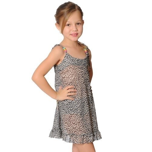 vestido infantil estampa de onça