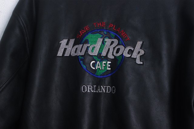 jaqueta de couro hard rock cafe