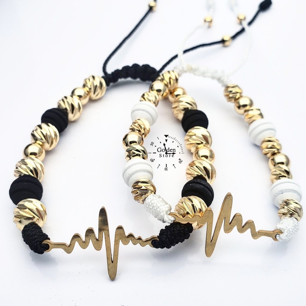 Pulseras Para Pareja Neopreno Acero Rodio