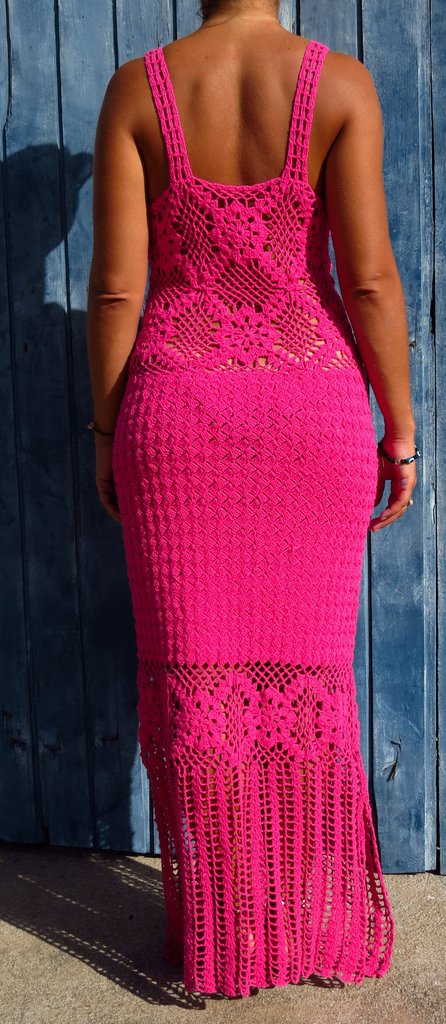 vestido rosa de croche