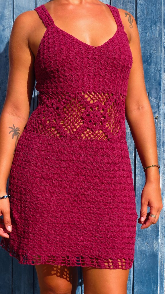 vestido de croche ponto fechado