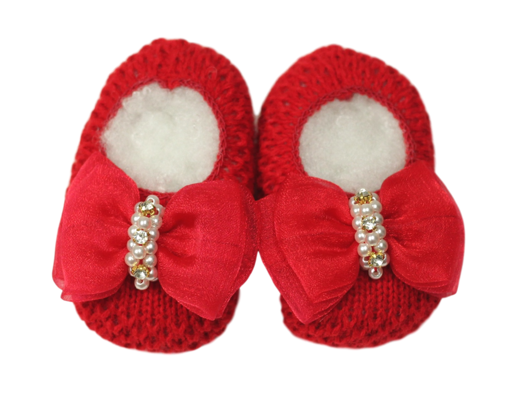 sapatinho de croche vermelho