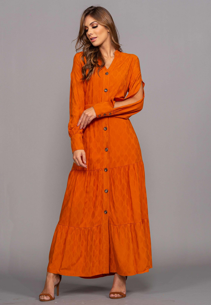 vestido em viscose longo