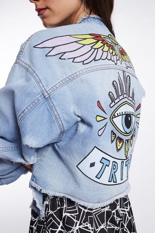 jaqueta jeans masculina estampada