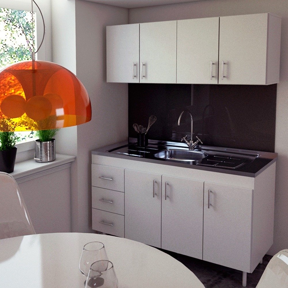 Combo Cocina Bajo Mesada Y Alacena Mueble 1,40 Mt Sin Bacha