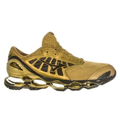 tênis mizuno wave prophecy 5 dourado e vermelho