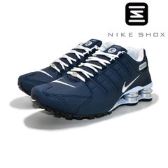 nike shox nz prata e azul