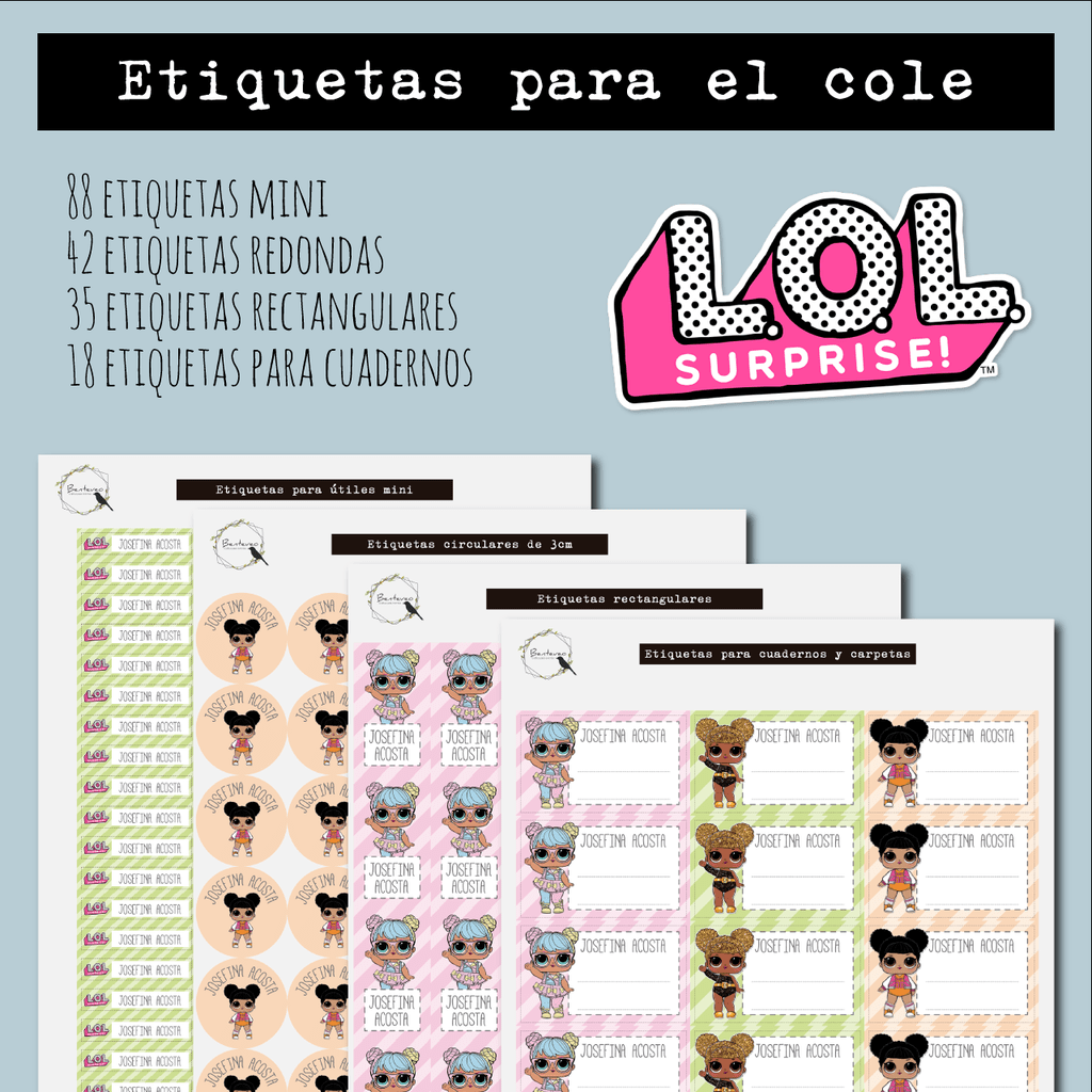 Etiquetas Escolares Lol Surprise - 