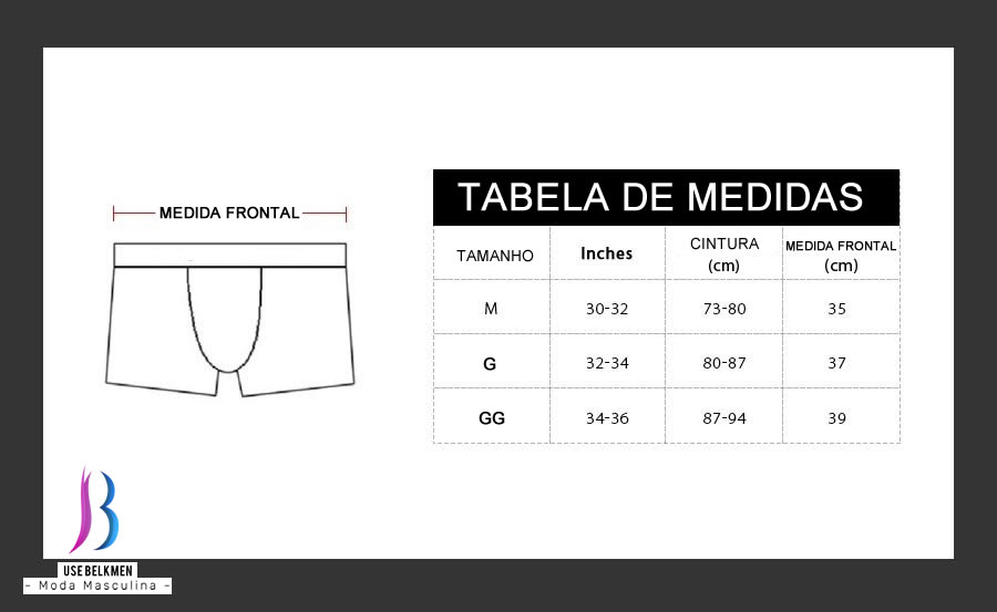 Tabela de medidas seeinner cueca box