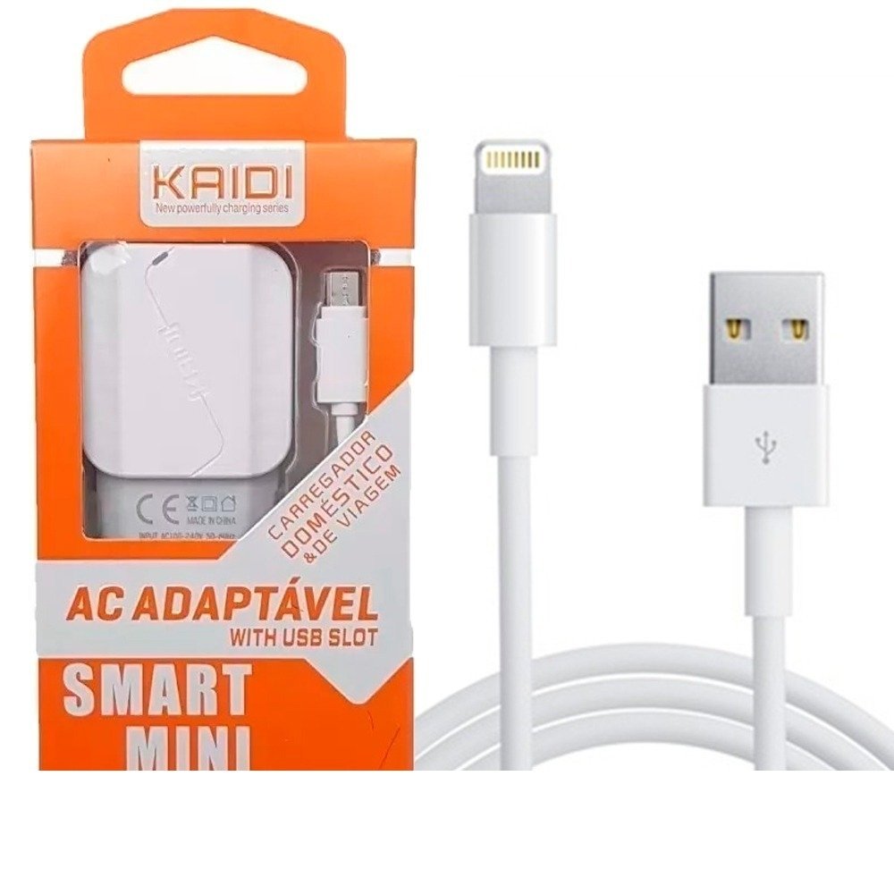 Carregador Fonte Turbo Rápido Usb Cabo Iphone Kaidi Kd508