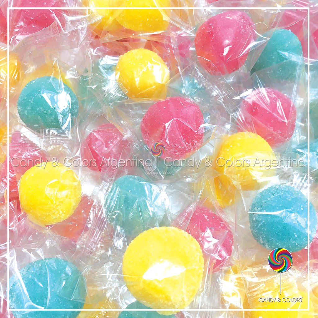 Bombones De Fruta Multicolor Pastel Celeste Amarillo Rosa 20 Unidades Envueltos Individuales