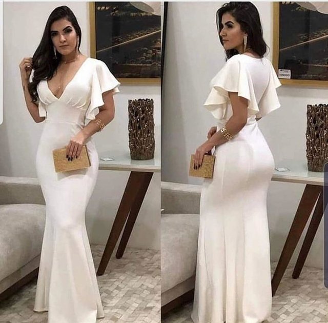 vestido longo sereia simples