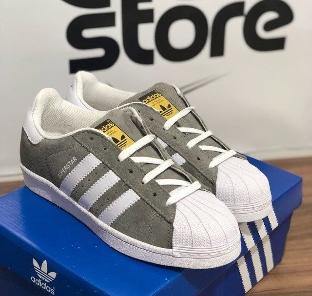 adidas superstar cinza e branco