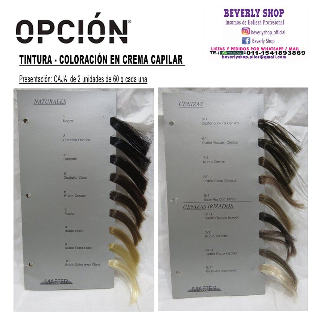 Carta de colores de pelo opcion – Pelo largo Carta de colores de pelo opcion – Pelo largo