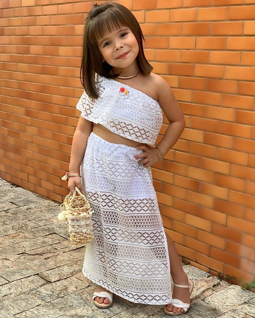 saia longa e cropped infantil