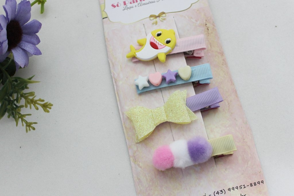 baby shark hair clips