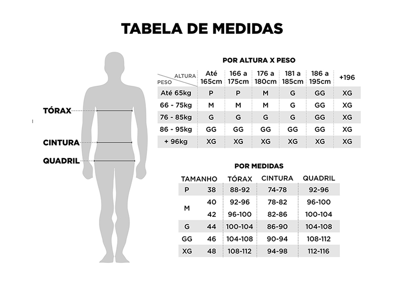 MITCHELL - moda masculina - Tabela de Medidas