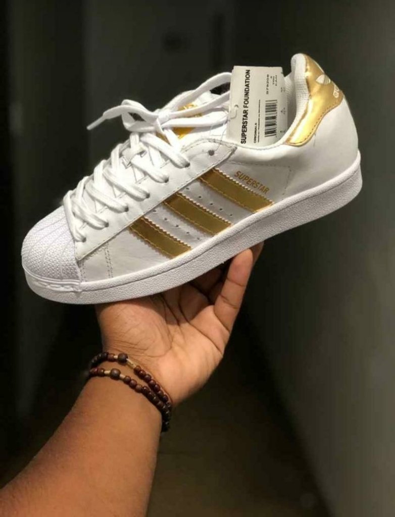 adidas superstar branco e dourado