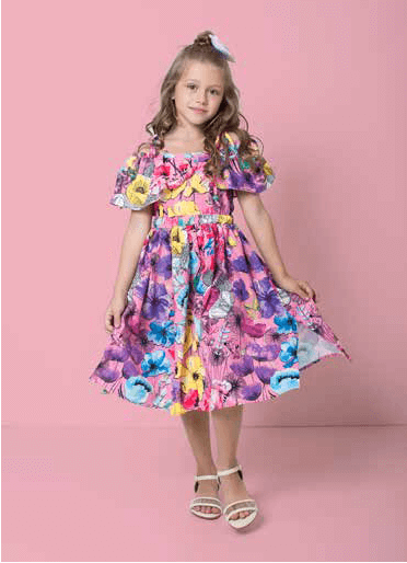 vestido rodado infantil florido