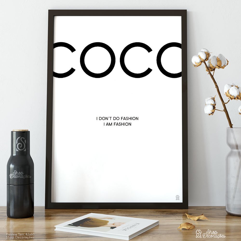Quadro Frase Coco Chanel Fashion Decorativo Shop Decoracoes
