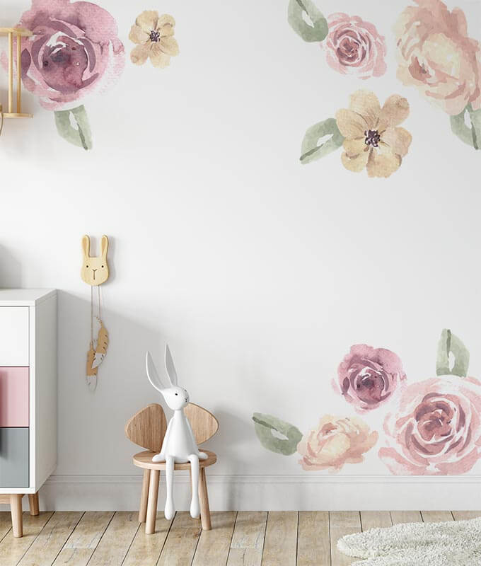 Adesivo Floral Vintage Tendencia Para Quarto Menina Loja Printme O kit contém 15 elementos independentes que podem ser posicionados conforme sua preferência. brl