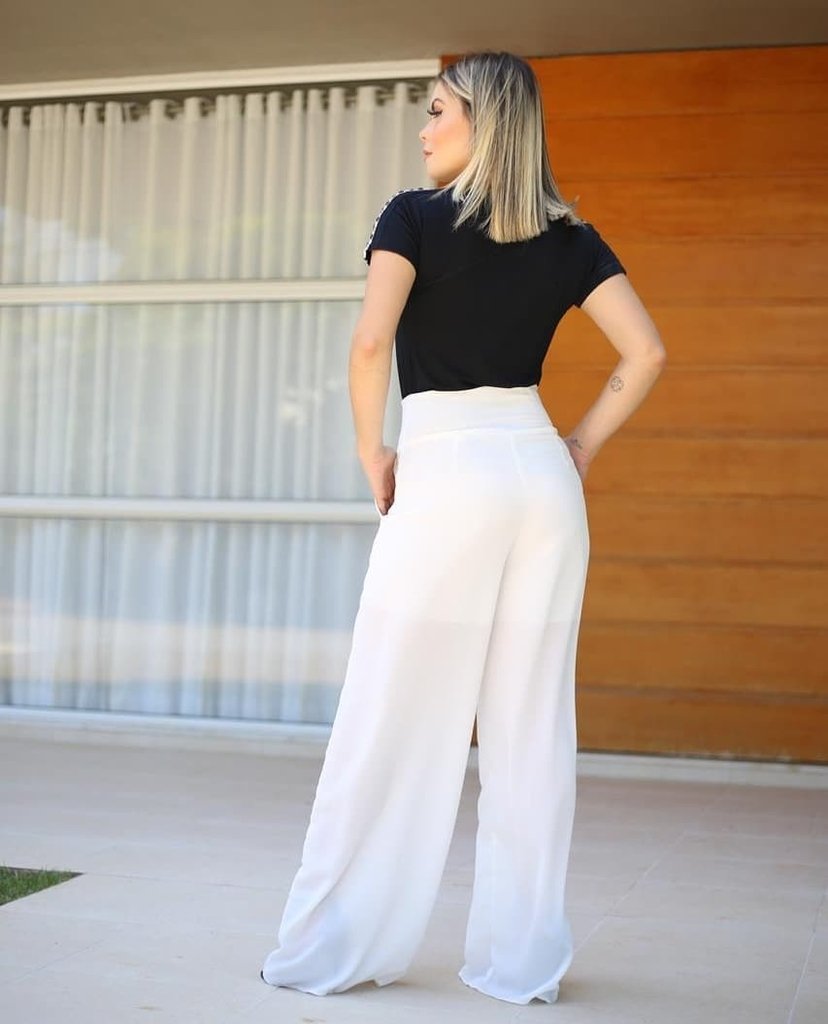 comprar calça pantalona branca