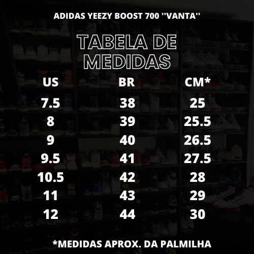 tabela de tamanho yeezy