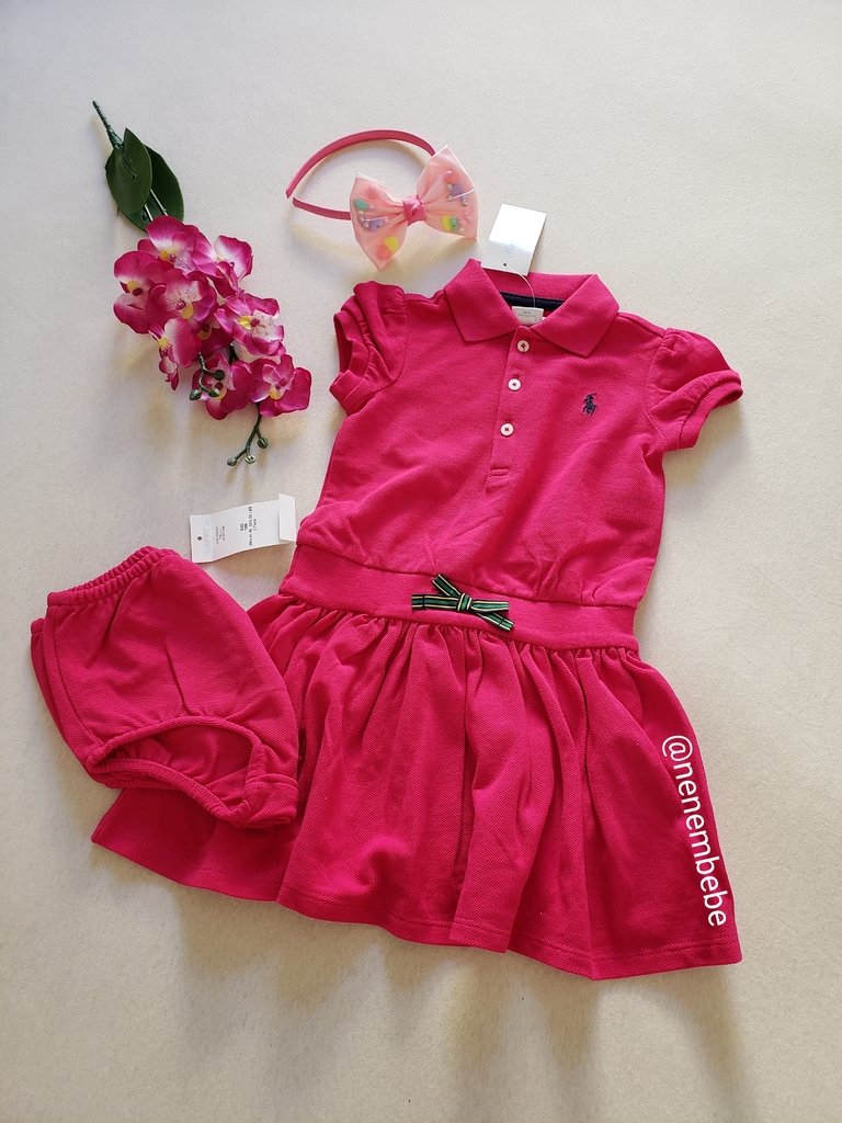 Vestido bebê infantil Polo Ralph Lauren rosa