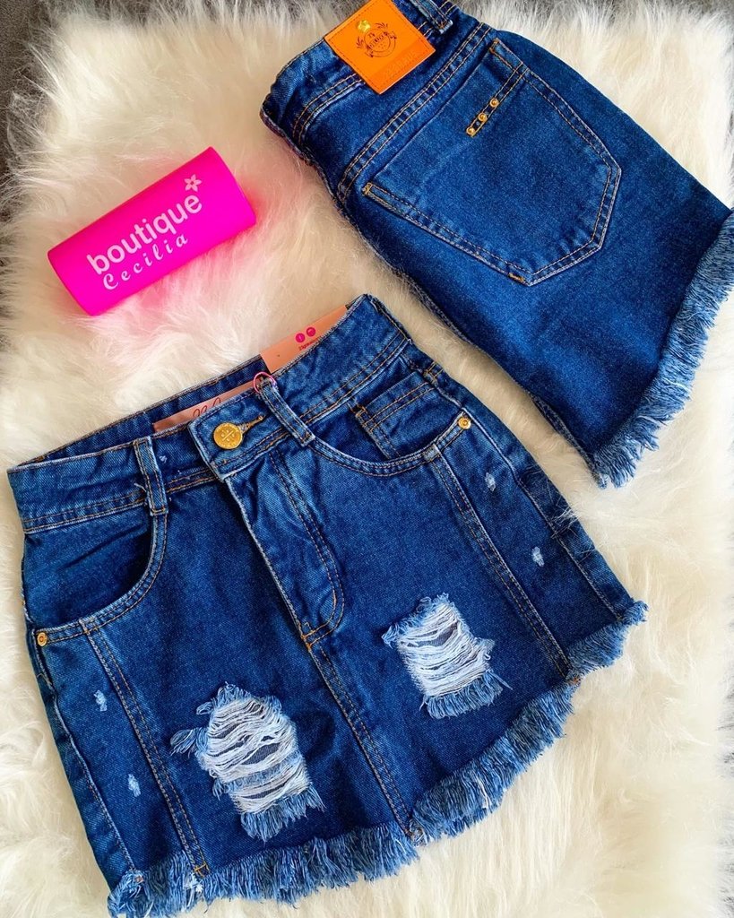 mini saia jeans desfiada