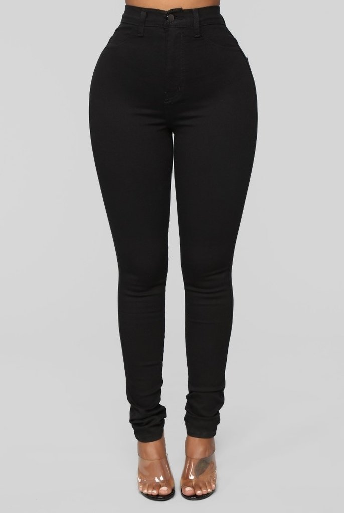 calça jeans feminina preta cintura alta
