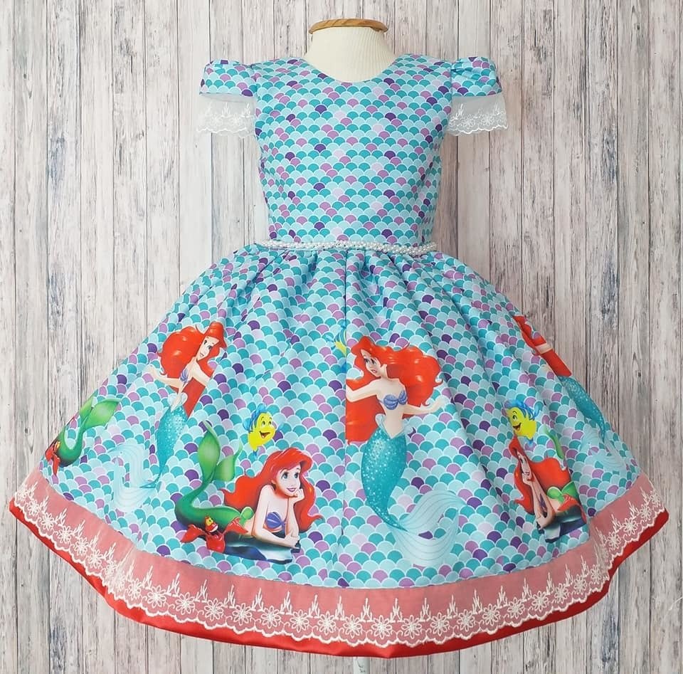 vestido infantil pequena sereia