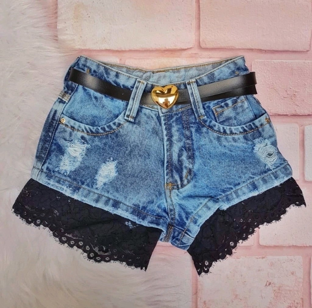 renda em shorts jeans