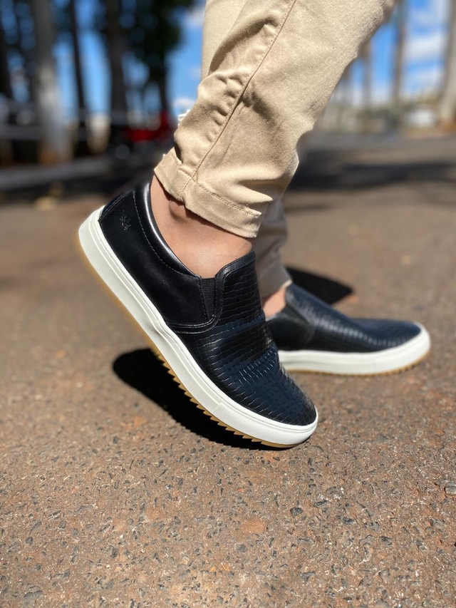 tenis iate masculino de couro preto