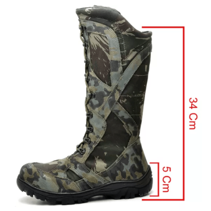 bota camuflada cano longo