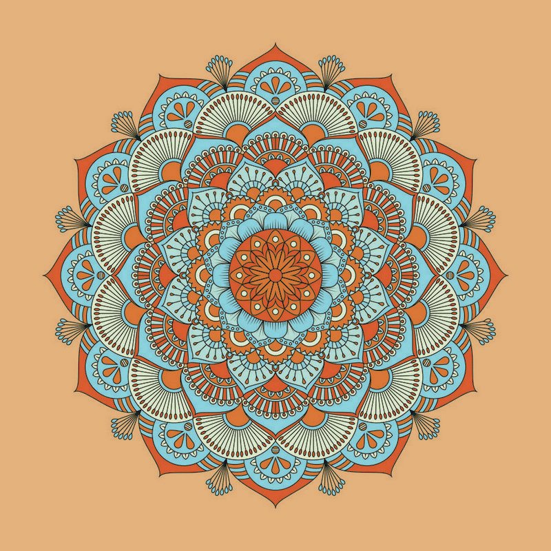 Quadro Decorativo 3 Telas Horizontal Retangular Mandala Azul Iquadros