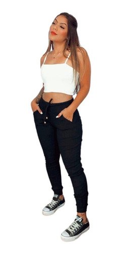 conjunto calça ribana e cropped